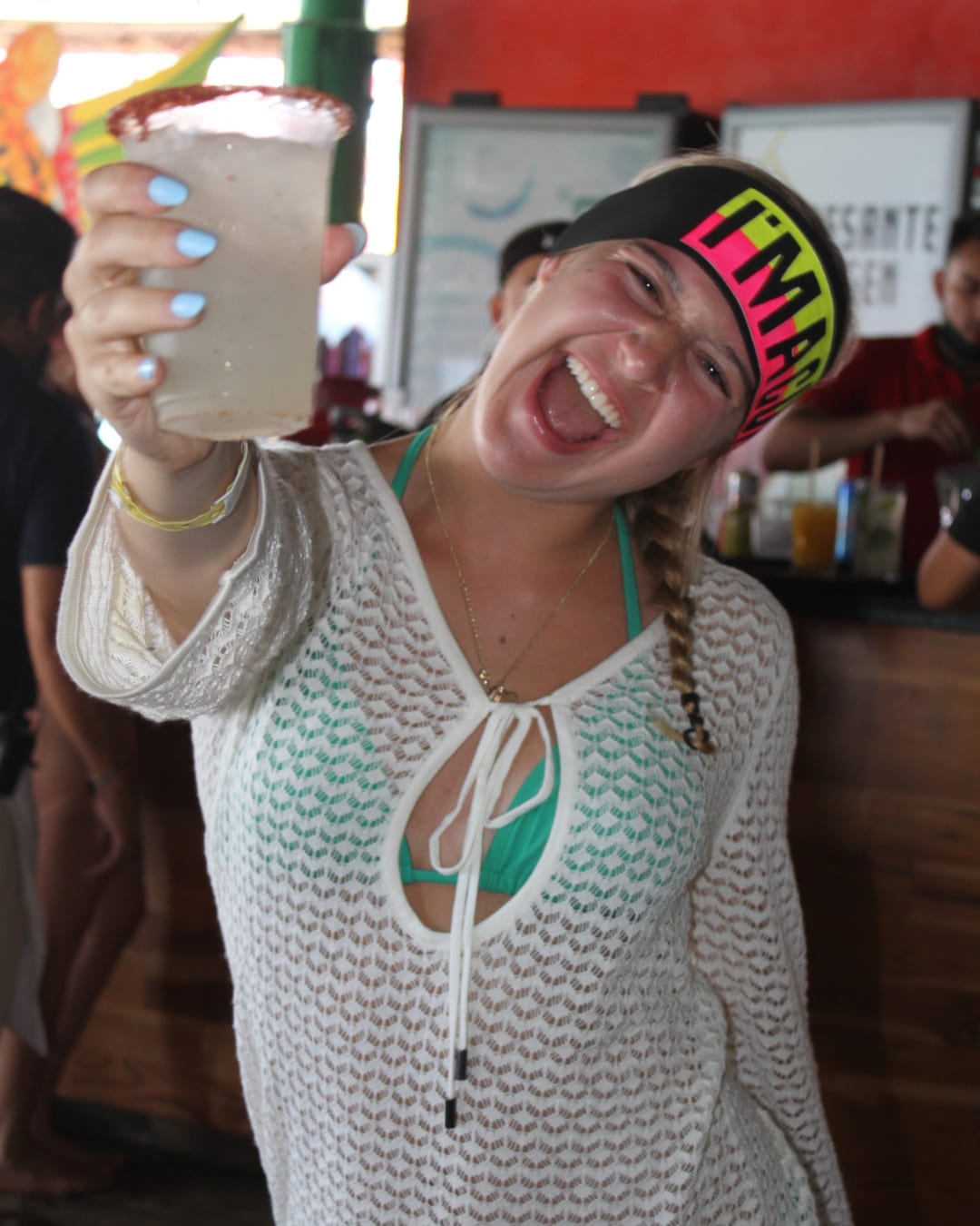 Guests cheering at Mango Deck, Medano Beach